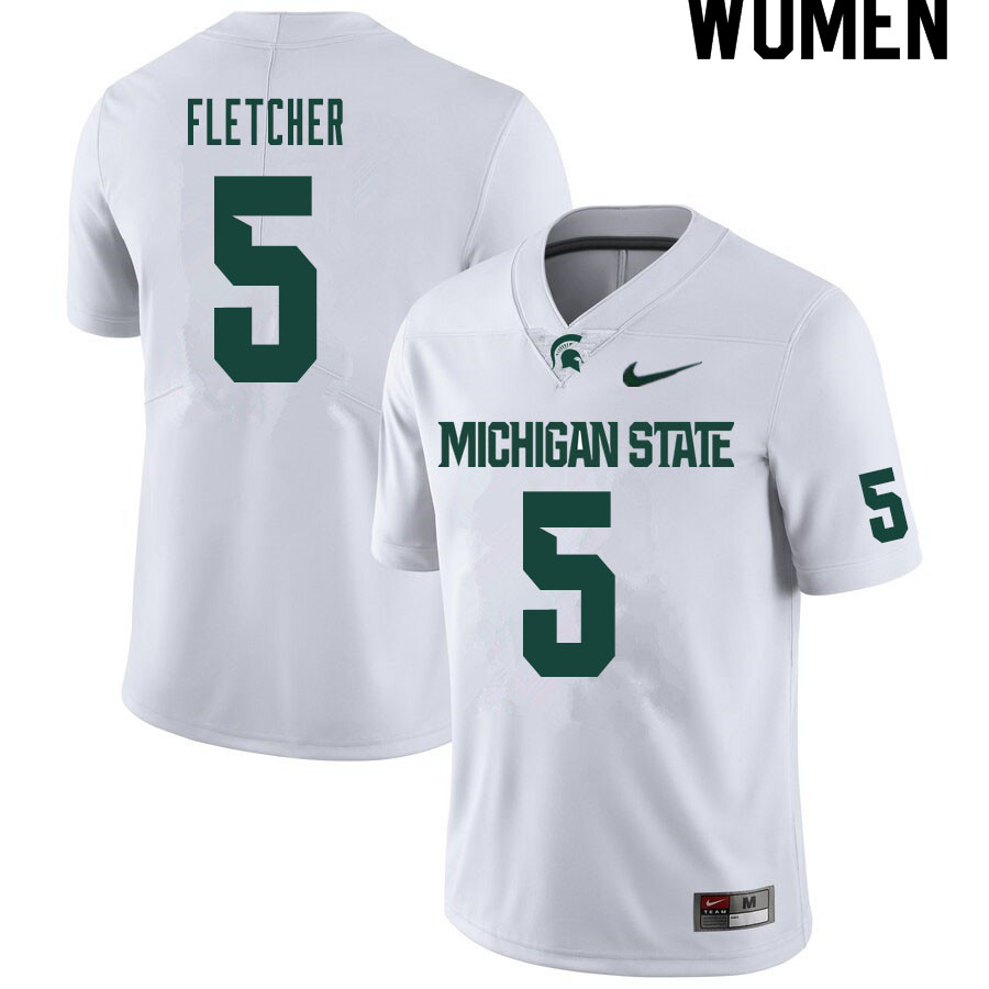 Women #5 Michael Fletcher Michigan State Spartans College Football Jerseys Sale-White